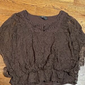 Style & Co. Lace Blouse in Rich Brown
